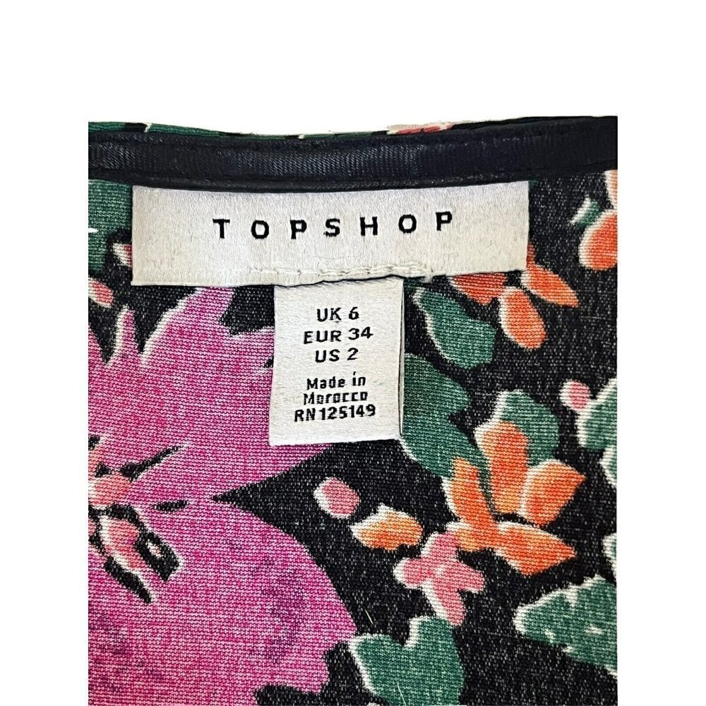 TopShop Women's Sz 2 Floral Print Wrap Dress in Pink & Green Cottagecore Midi - Picture 6 of 9